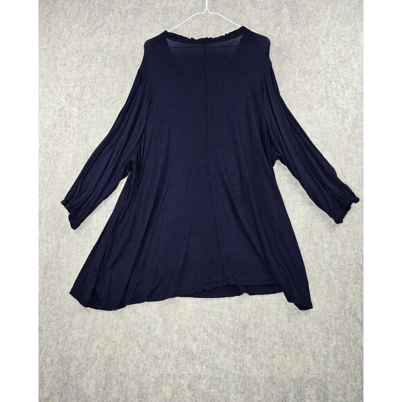 Lane Bryant Womens Swing Tee Navy Blue Size 26/28 Rayon Blend 3/4 Sleeve Pre-Own - Picture 2 of 5